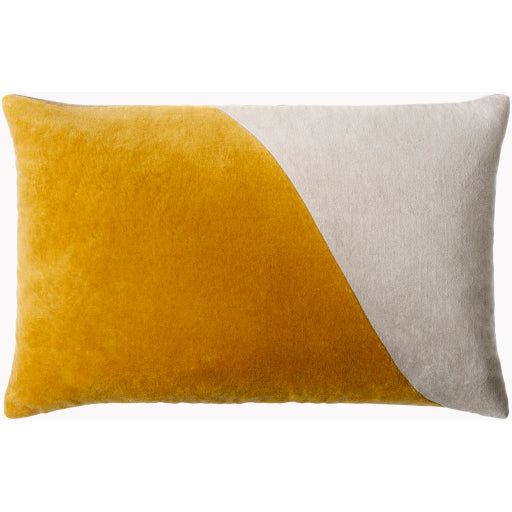 cotton velvet accent pillow light beige mustard 2 CV071-1818D