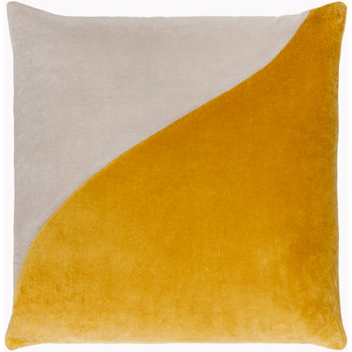 cotton velvet accent pillow light beige mustard 2 CV071-1818