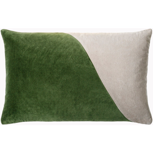 cotton velvet accent pillow light beige medium green 1 CV072-1818P