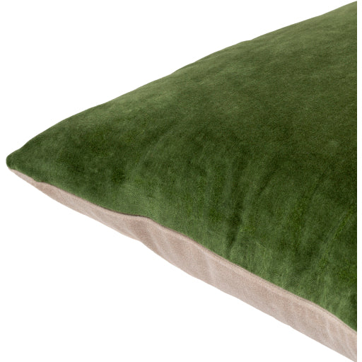 cotton velvet accent pillow light beige medium green 1 CV072-2020