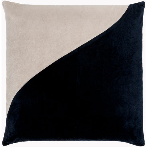 cotton velvet accent pillow light beige black CV074-1818