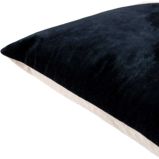 cotton velvet accent pillow light beige black CV074-1818P