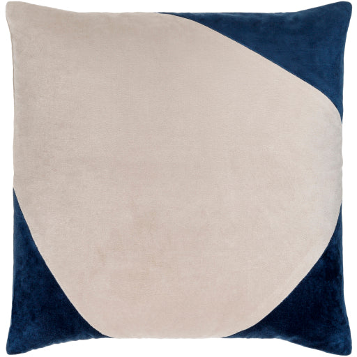 cotton velvet accent pillow light beige navy 1 CV075-1818