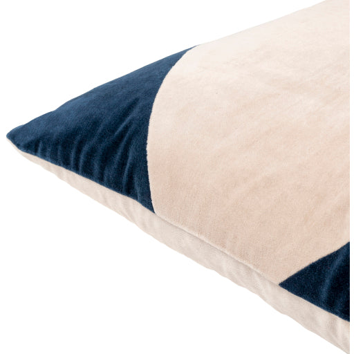 cotton velvet accent pillow light beige navy 1 CV075-1818D