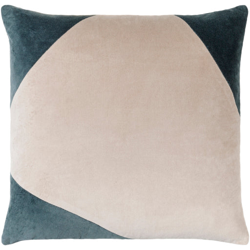 cotton velvet accent pillow light beige charcoal CV076-1818