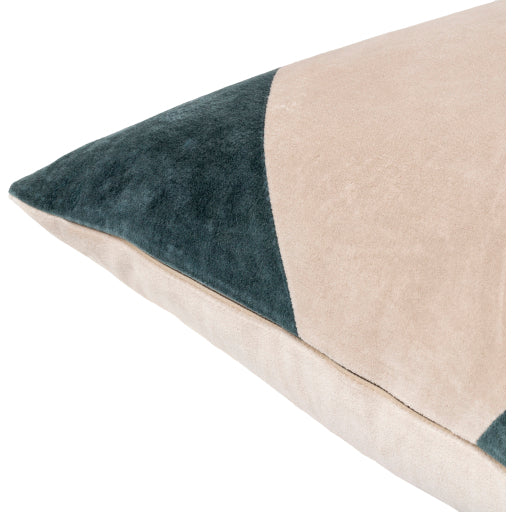 cotton velvet accent pillow light beige charcoal CV076-1818D