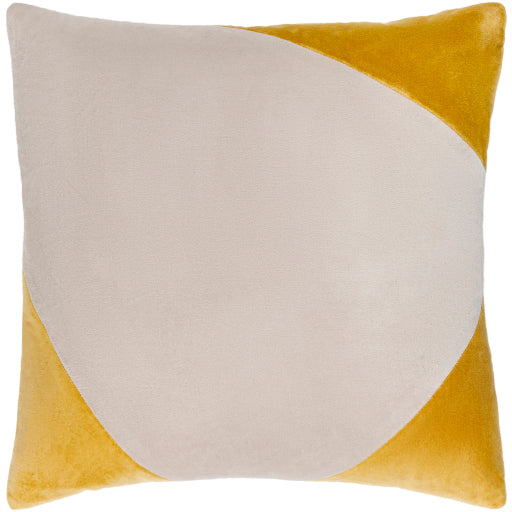 cotton velvet accent pillow light beige mustard CV080-1818