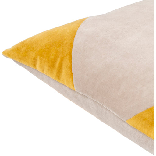 cotton velvet accent pillow light beige mustard CV080-1818D