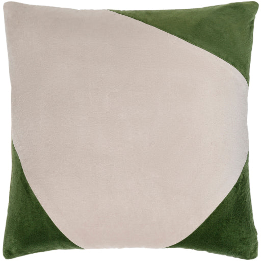 cotton velvet accent pillow light beige medium green CV081-1818