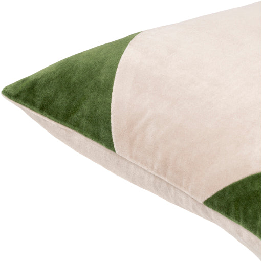 cotton velvet accent pillow light beige medium green CV081-1818D