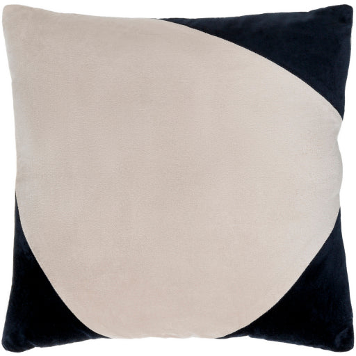 cotton velvet accent pillow beige black CV083-1818
