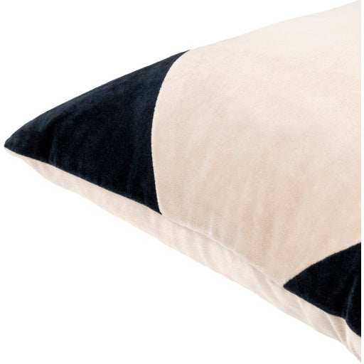 cotton velvet accent pillow beige black CV083-1818D