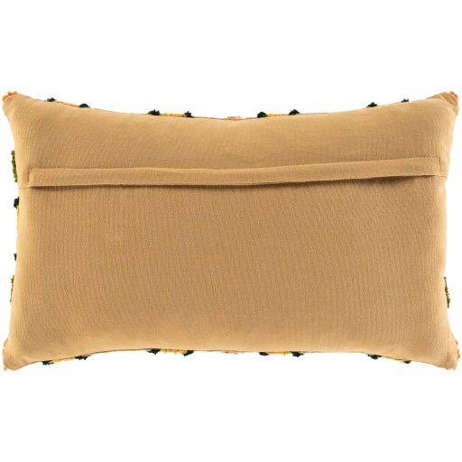 Declan Lumbar Pillow Olive Orange Saffron Camel Dark Green Back Detail. DCL002-1220P