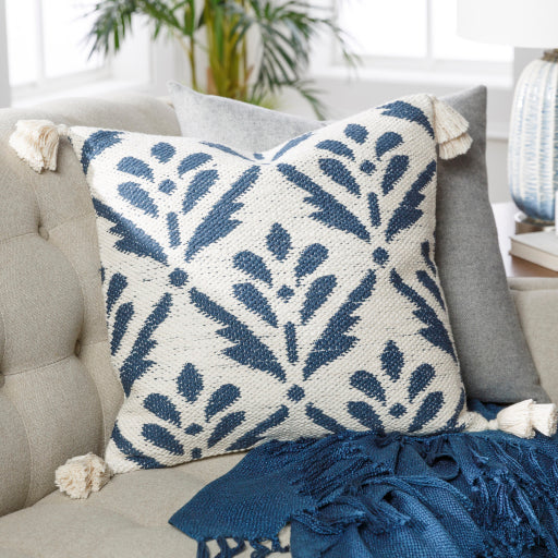 dorothy accent pillow cream ink blue 