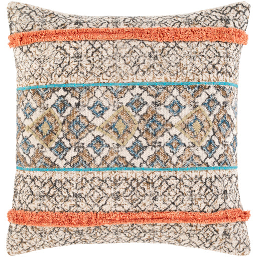 dayna accent pillow orange brown blue light olive beige DYA003-1818