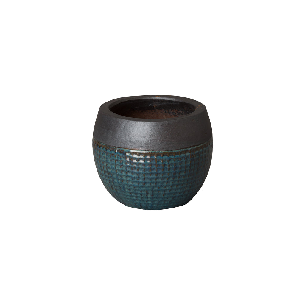 Round Net Pot - Matte Black/Teal 12030BT-1