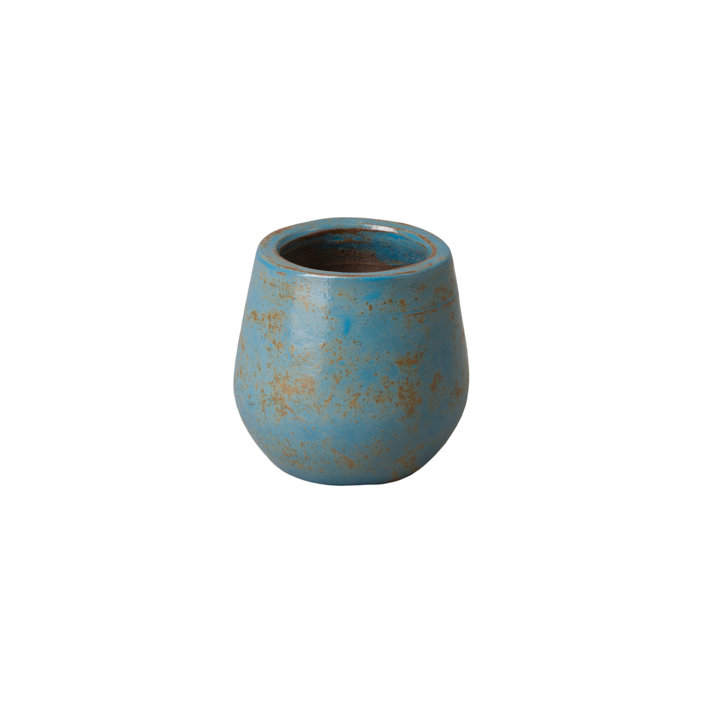 Round Ceramic Pot - Turquoise Wash 12031TW-1