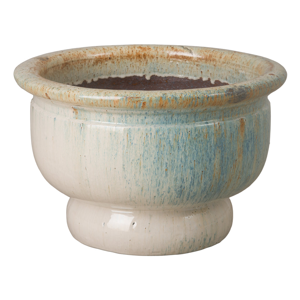 Bowl Planter On Pedestal - Distressed White 12018DW