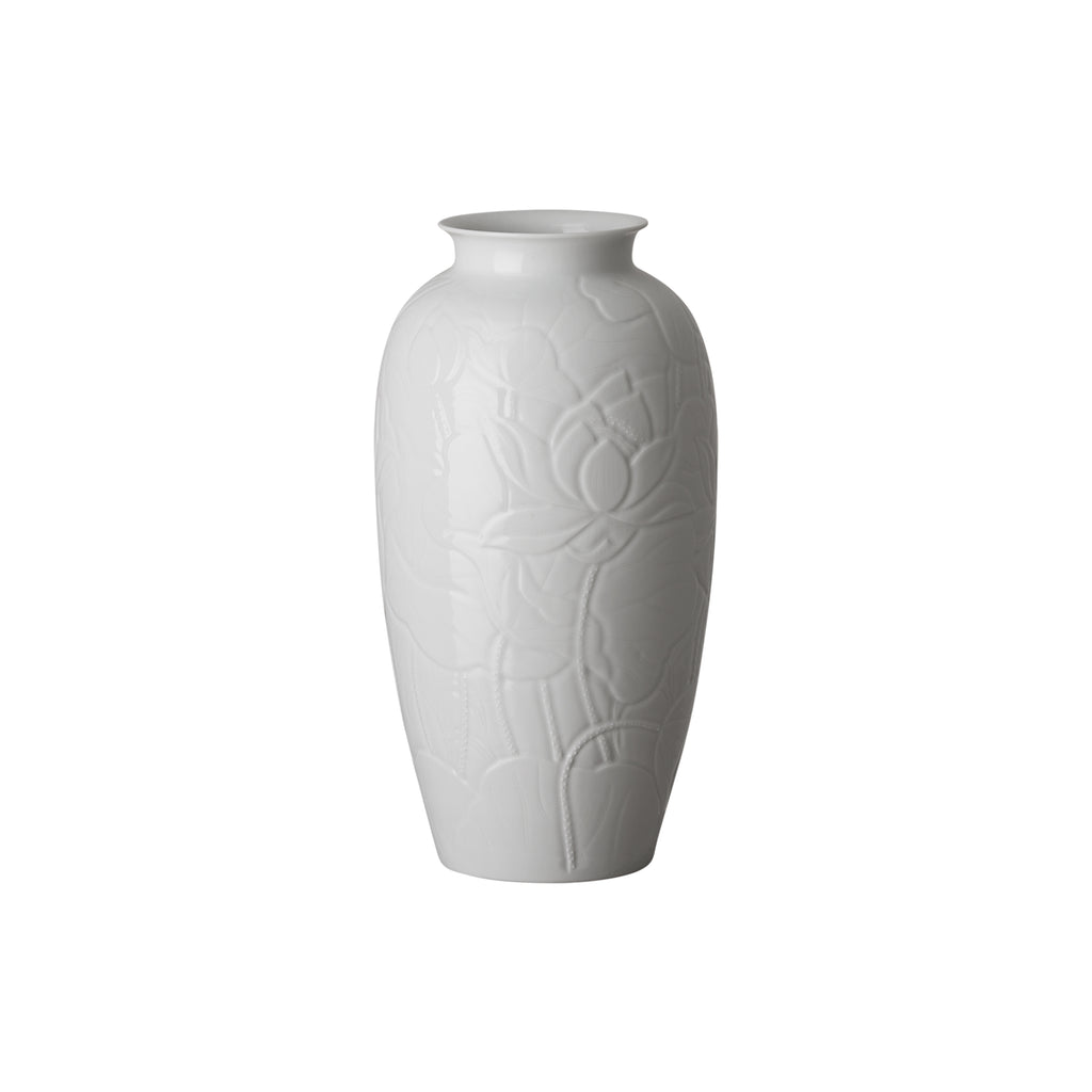 Lotus Engraved Vase - White 4020WT