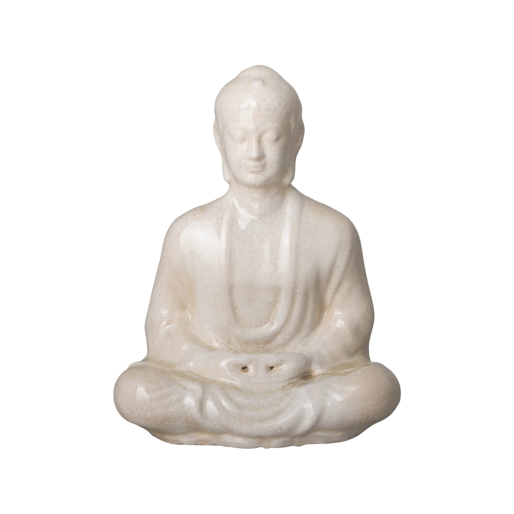 Meditating Buddha - White Crackle 12955CR