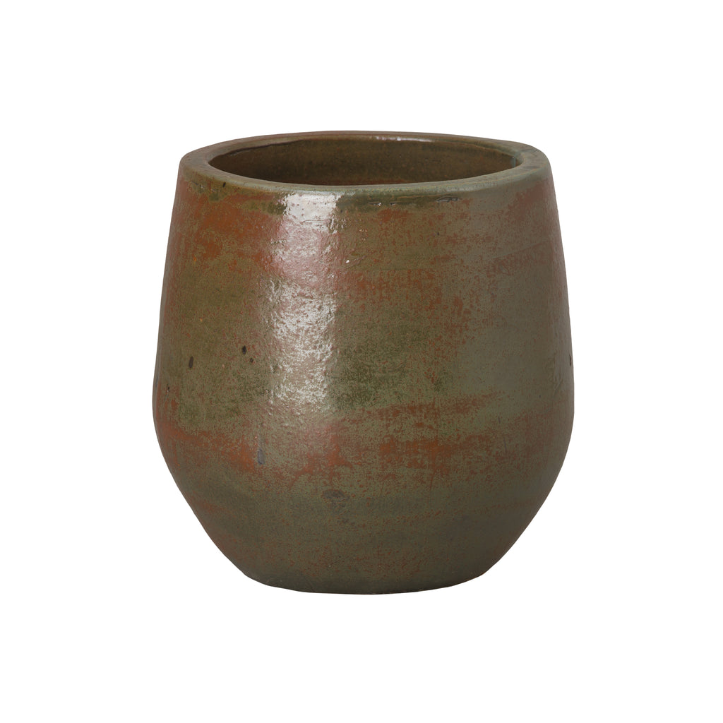 Round Ceramic Pot in Green Wash 15"H 12031GW-2