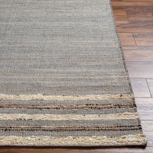 geneva jute wool handwoven area rug charcoal with light beige black peach front GNV2301-912