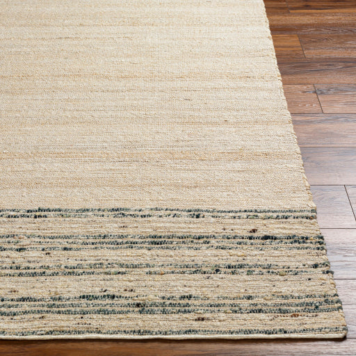 geneva jute wool handwoven area rug beige with dark green light sage tan front 