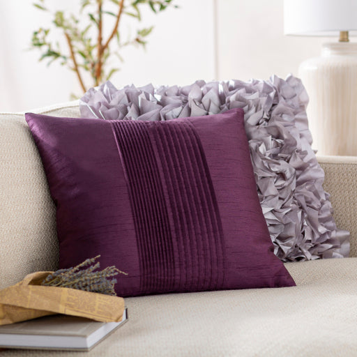 solid pleated accent pillow plum HH016-1818D