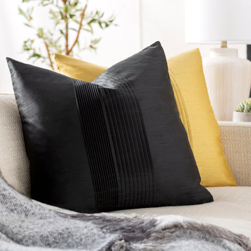 solid pleated accent pillow black HH027-1818D