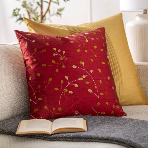 blossom ii accent pillow red medium brown cream mustard HH093-1818P