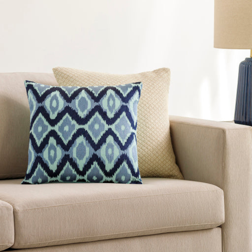 ikat luxe accent pillow pale blue navy light blue IKL001-2020D