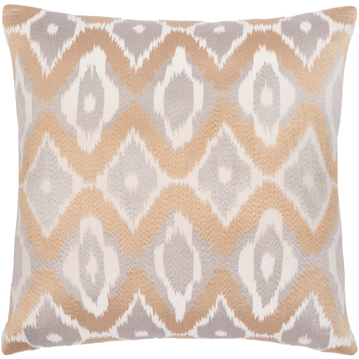 ikat luxe accent pillow ivory tan light gray IKL002-1818