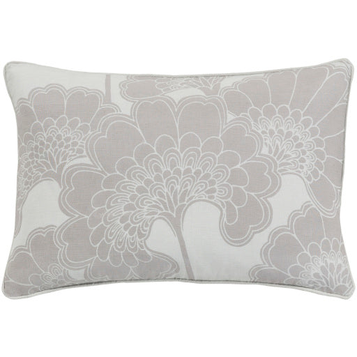 japanese floral lumbar pillow medium gray JA003-1818D