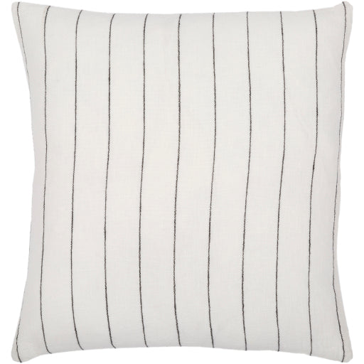 linen stripe buttoned accent pillow white black LNB001-1818