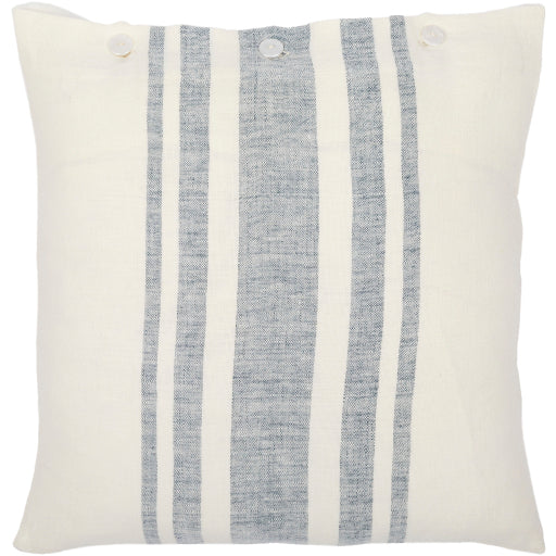 linen stripe buttoned accent pillow cream blue 1 LNB003-1818