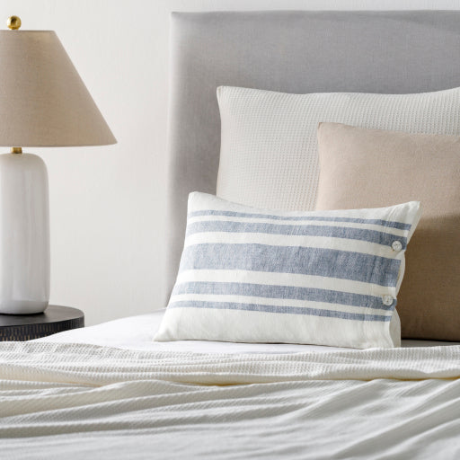 linen stripe buttoned accent pillow cream blue 1 