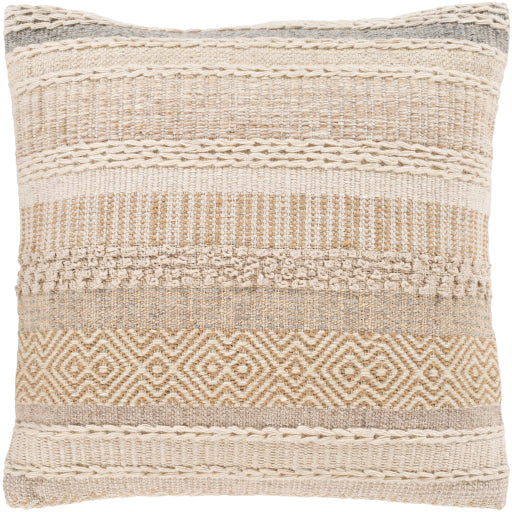 lorens accent pillow tan ivory slate beige light gray LNS002-2020