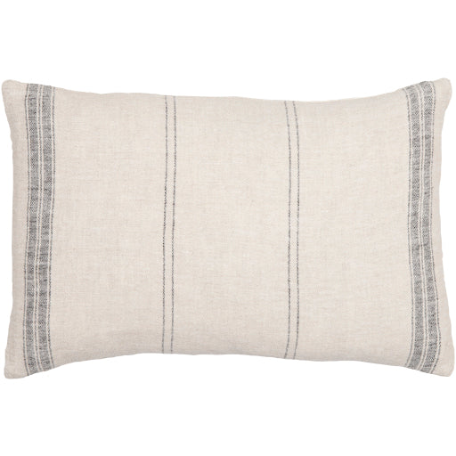 linen stripe accent pillow light beige black LPE001-1818D