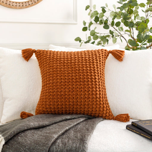 makrome accent pillow burnt orange MKO023-2020D