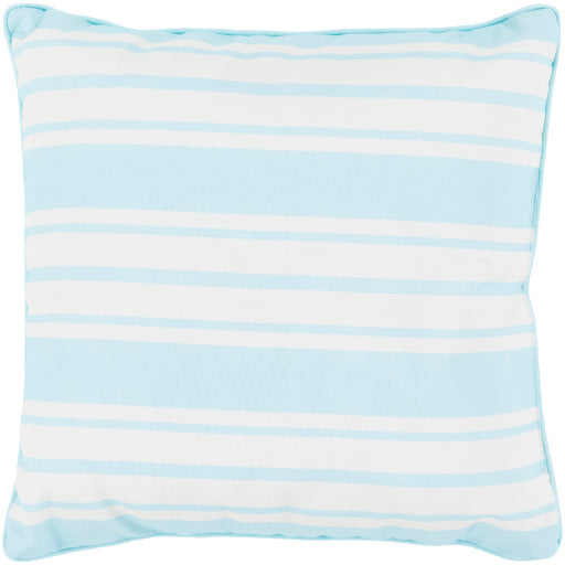 nautical stripe outdoor pillow ivory aqua NS002-1616