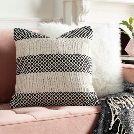 ryder accent pillow black ivory RDE003-2020D