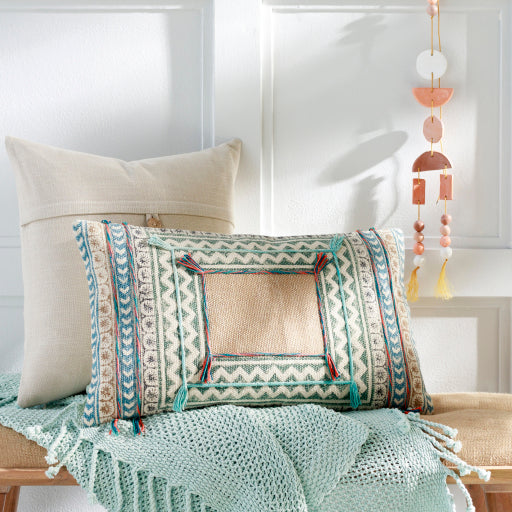 sanga accent pillow tan medium green ink blue blue red teal mustard cream seafoam SGA002-1422D