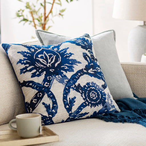 sanya bay accent pillow navy ivory ink blue SNY003-1818P