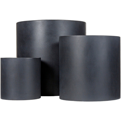 seastone cylindrical floor vase set of three black SST010-SET