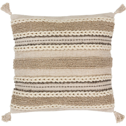 Tov Floor Pillow, Ivory, Medium Gray, Tan, Cream Top Detail. TOV001-1818P