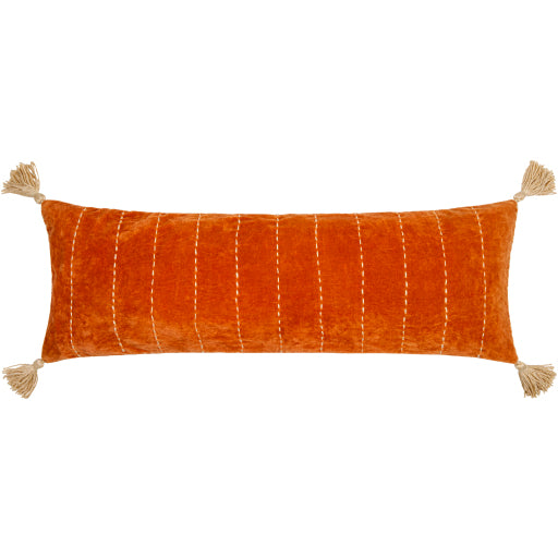 Velvet Kantha Lumbar Pillow Burnt Orange. VKH001-1336