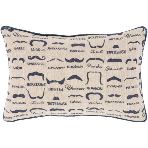 wax that stache lumbar pillow beige navy WTS004-1818P