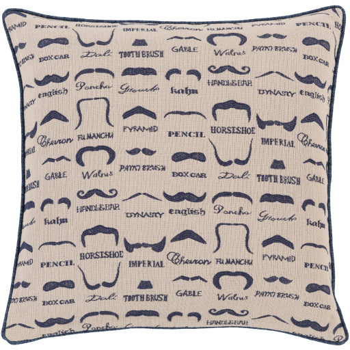 wax that stache lumbar pillow beige navy WTS004-1818