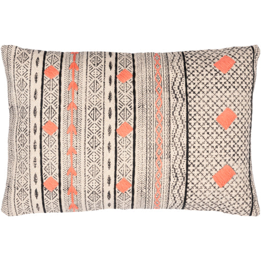 zoya lumbar pillow light beige black dusty coral denim ZYA001-1624